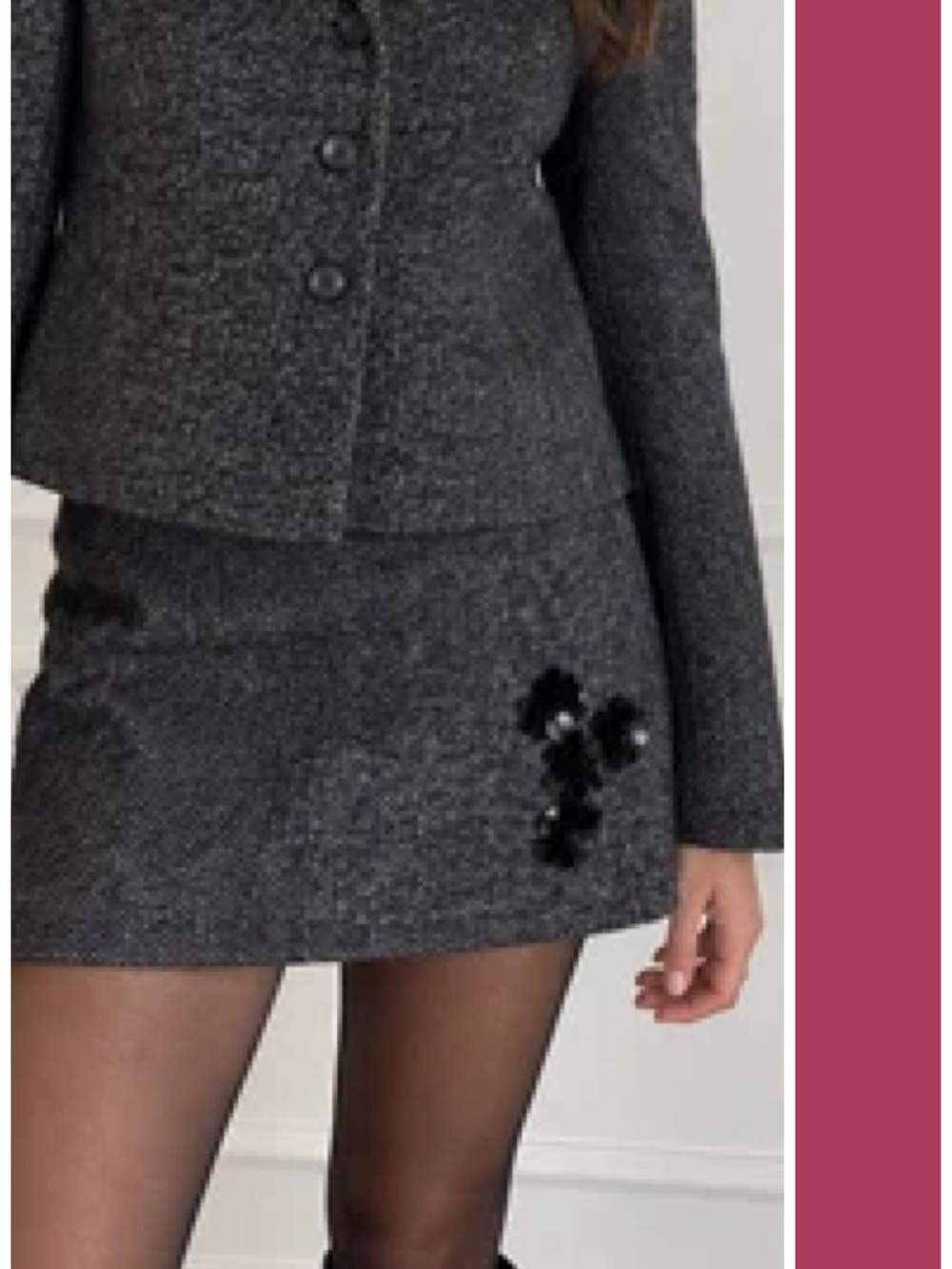 Zara Wool Blend Sequin Embroidered Herringbone Mini Skirt Size S NWT Holiday